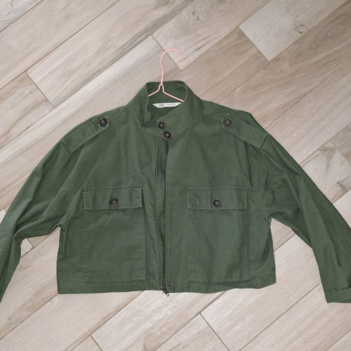 Zara cropped jacket khaki quilted like new EU 44