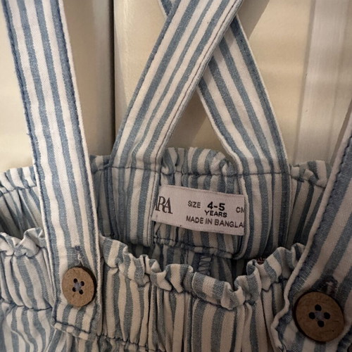 Zara striped pants with suspenders, unisex, 110 cm, 5 years