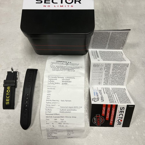 Sector men's watch like new, waterproof, extra strap, 45mm