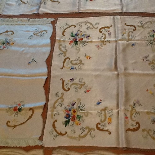 Embroidery used, vintage silk set of 10 pieces