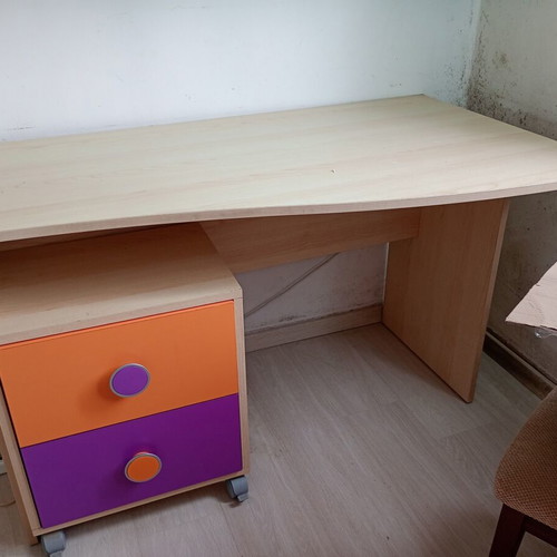 Children's desk with wheeled drawer unit used