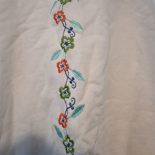 Cotton blouse new, large size, white and beige with design without shoulder pads