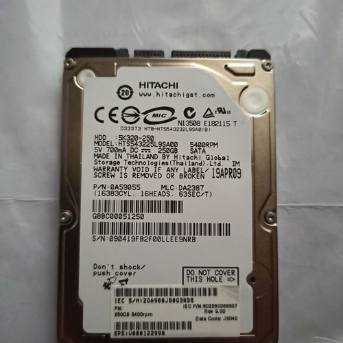 Hitachi 5K320-250 Sata 2.5 HDD μεταχειρισμένο, 250GB