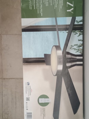 Izzy ceiling fan in closed packaging