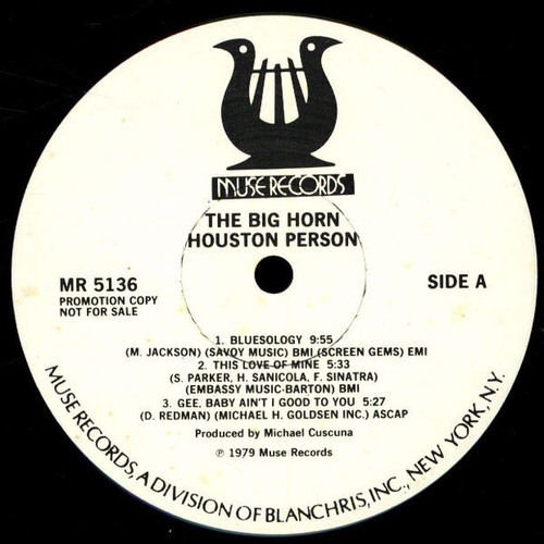 Houston Person The Big Horn vinyl record used, jazz