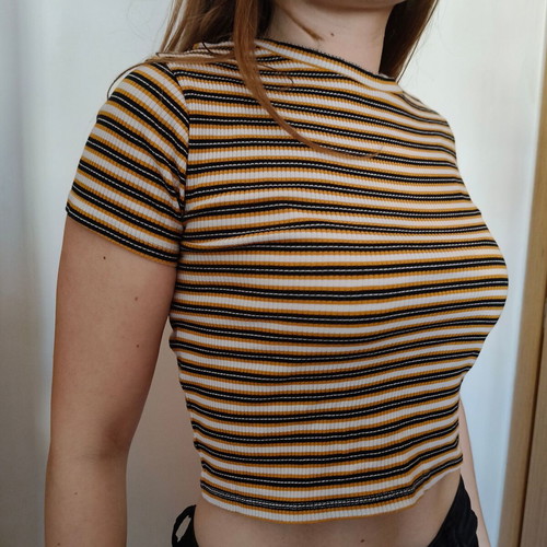 H&M Divided Basic Ribbed Crop Top size S like new, yellow and black