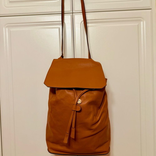 Sona de Nisco genuine leather convertible backpack shoulder bag cognac brown like new