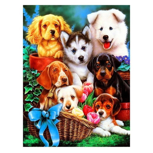 Diamond painting kit puppies 20x30 cm new