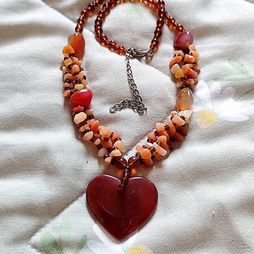Carnelian Necklace like new, natural stone, vintage handmade