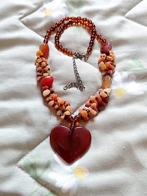 Carnelian Necklace like new, natural stone, vintage handmade