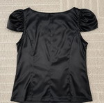 Spell black satin top with puffed sleeves size M like new