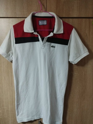 Lacoste men's polo Large like new, white and red