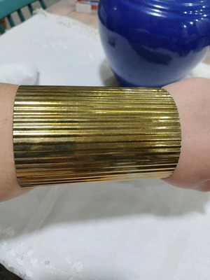 Vintage βραχιόλι cuff χρυσό μεταχειρισμένο, πλισέ 1980s