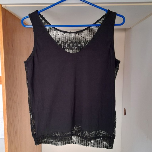 Black see through mesh blouse size S