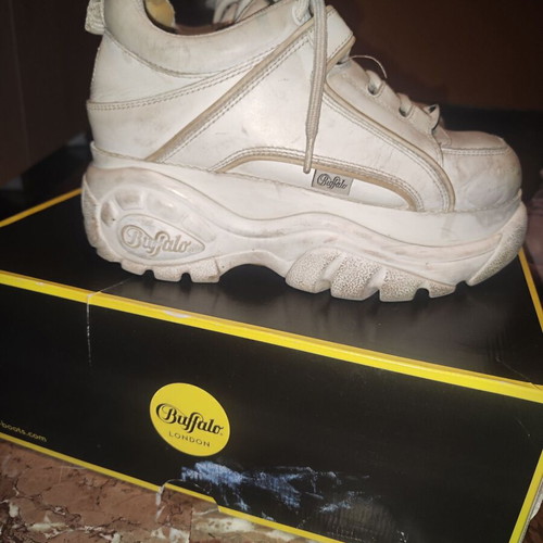 Buffalo platform shoes used, white, size 38