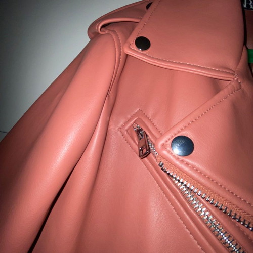 Zara faux leather jacket used, pink rotten apple color, size XL