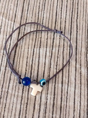 Evil eye protection bracelet with cross charm