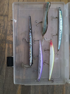 Technical fishing lures used, set of 5, various models