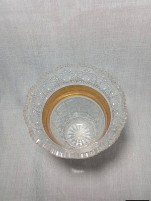Crystal vase handmade, used, Bohemian style with gold base