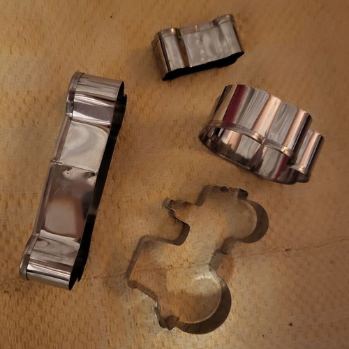 Cookie Cutters like new, cloud, tractor, small and large dog bone
