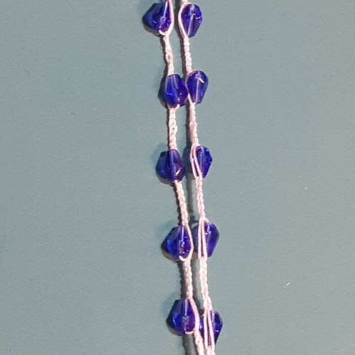 Bracelet handmade with white thread and blue glass beads new