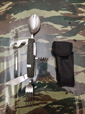 Camping multi-tool with case used