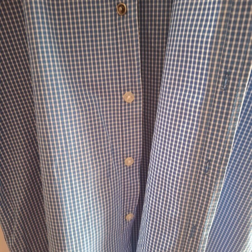 Aggressive men's short-sleeve checked shirt size M like new blue white