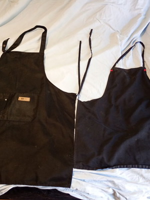 Cooking aprons used, set of two black