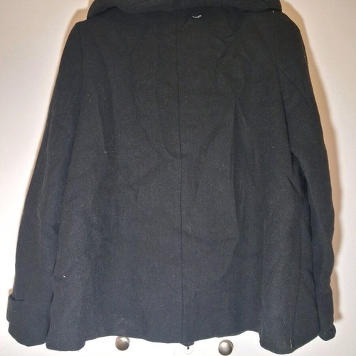 Zara Basic Black Coat with Large Hood Size M like new