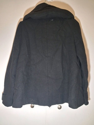Zara Basic Black Coat with Large Hood Size M like new
