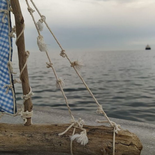 Decorative handmade boat new with driftwood