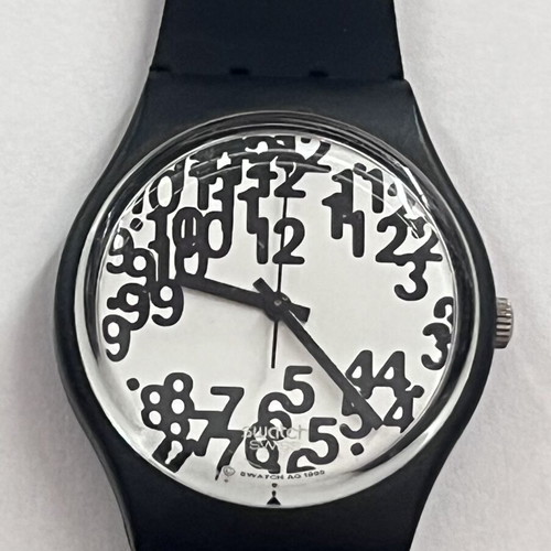 Swatch Reposition watch, black, silicone strap