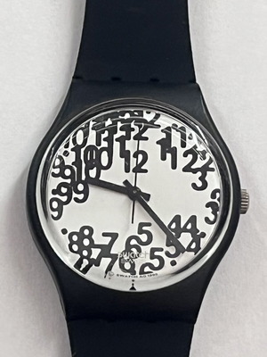 Swatch Reposition watch, black, silicone strap