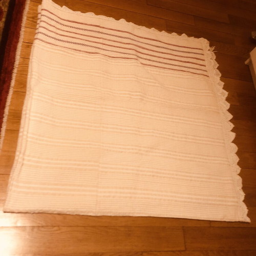Handwoven Hrami Table Linen with Handmade Lace, Used, 160x180 cm