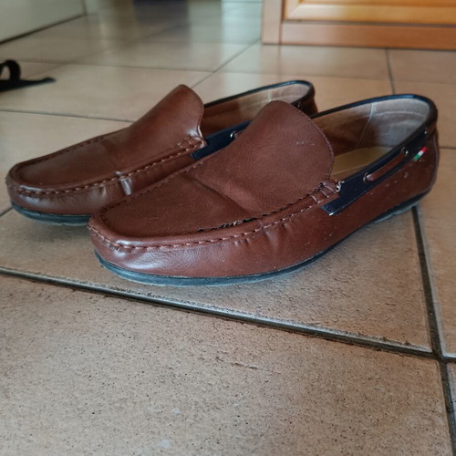 Cockers men's moccasin slip ons used, brown leather, size 44