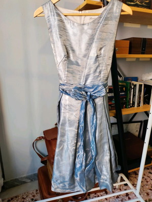 Rococo dress used, blue metallic shade, size S