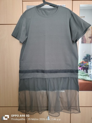 Dress with transparent lower part like new, gray