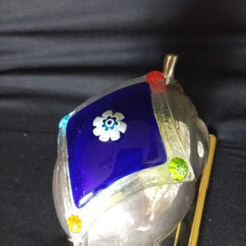 Elephant with Murano glass saddle like new, 11-12 cm