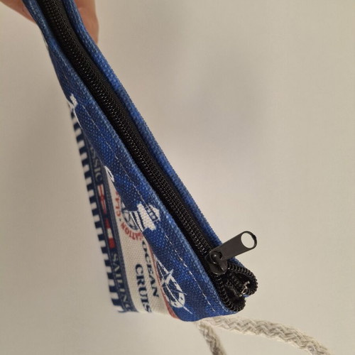 Handmade wallet with nautical design, new, white and blue