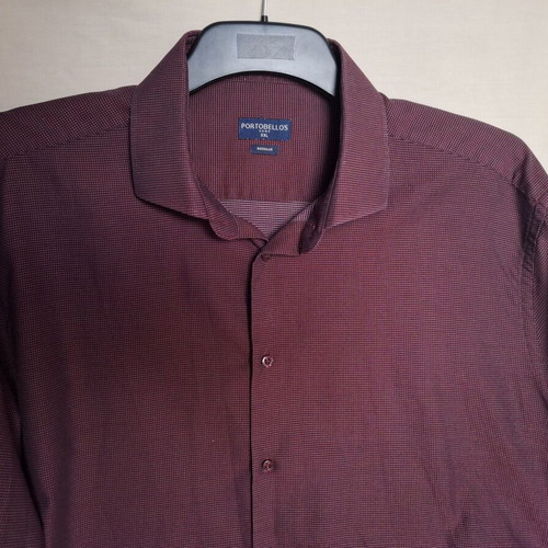 Portobello's XXL Burgundy Cotton Micro Pattern Shirt