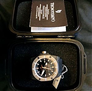Στο κουτί με τα συνοδευτικά του, ρολόι Tecnotempo Garbon & Titanium-Swiss      Automovt -250 meters.