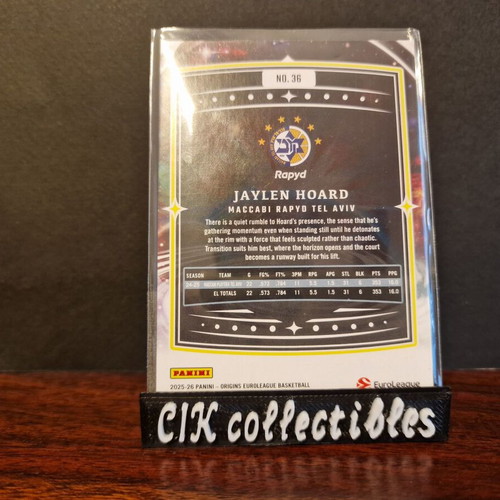 Panini Euroleague Origins Maccabi Jaylen Hoard card