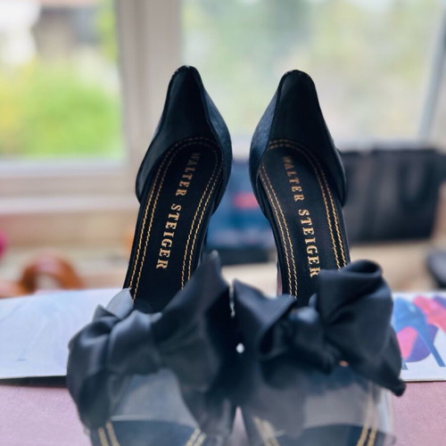 Walter Steiger satin sandals with transparency like new, black