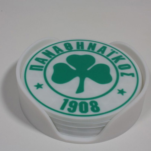 Panathinaikos Coasters Set of 4 with Holder New