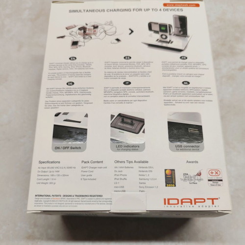 Idapt i4 Universal Charging Station Adapter with 6 Tips, new