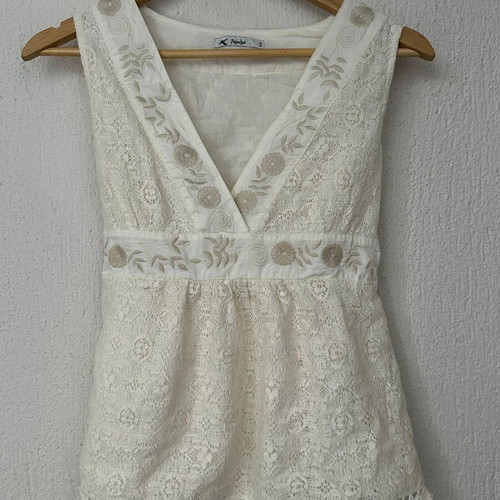 Papaya lace babydoll top, ecru, cotton, lined, size S