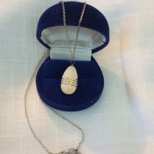 Silver necklace 925 teardrop pendant used with gold-plated details vintage