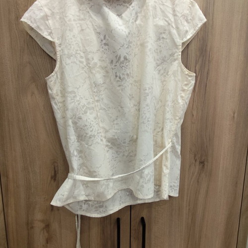 Fransa Ecru Wrap Top with Ruffles and Side Tie, Like New