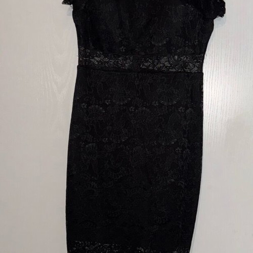 Black midi lace dress elastic one size like new
