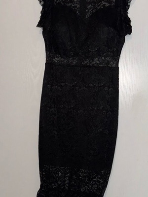 Black midi lace dress elastic one size like new